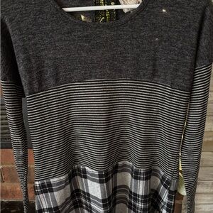 Striped and Plaid Long Sleeve Top